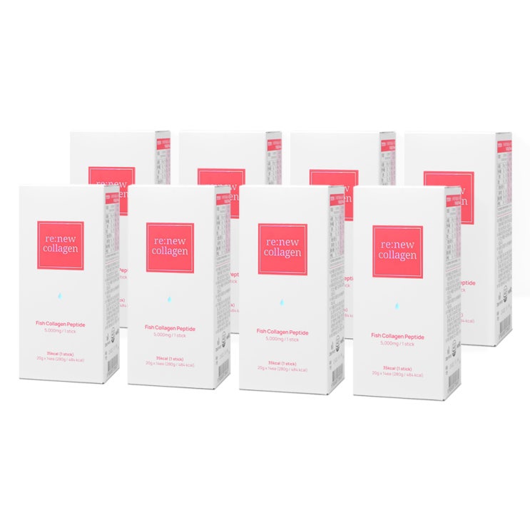  가성비 뛰어난 웰릿 리뉴콜라겐 5000 mg 고함량 마시는 먹는 300달톤 초 저분자 피쉬 콜라겐 펩타이드, 8개, 14포 ···