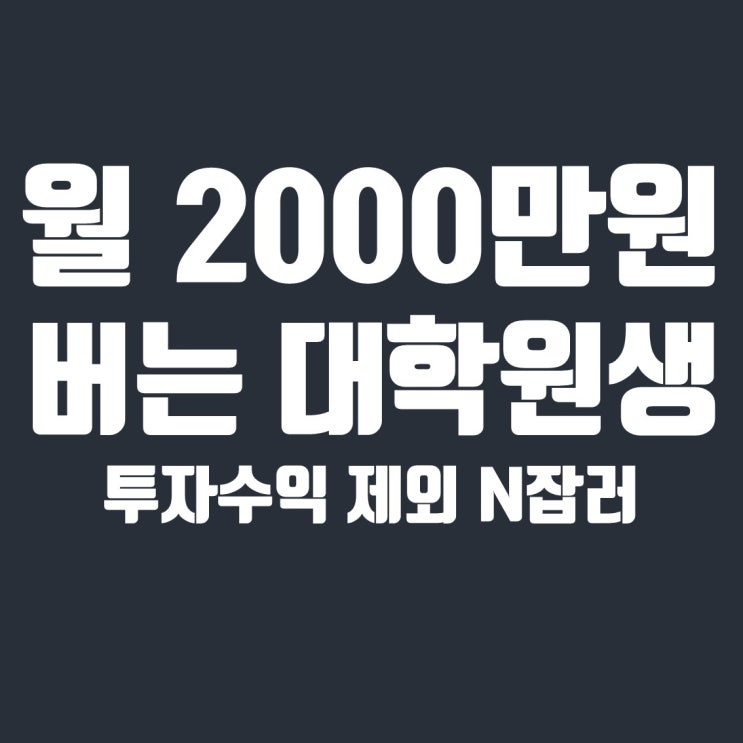  투자수익 제외 월 2000만원 버는 전일제 대학원생 이야기 (feat. 재테크 큐레이터)