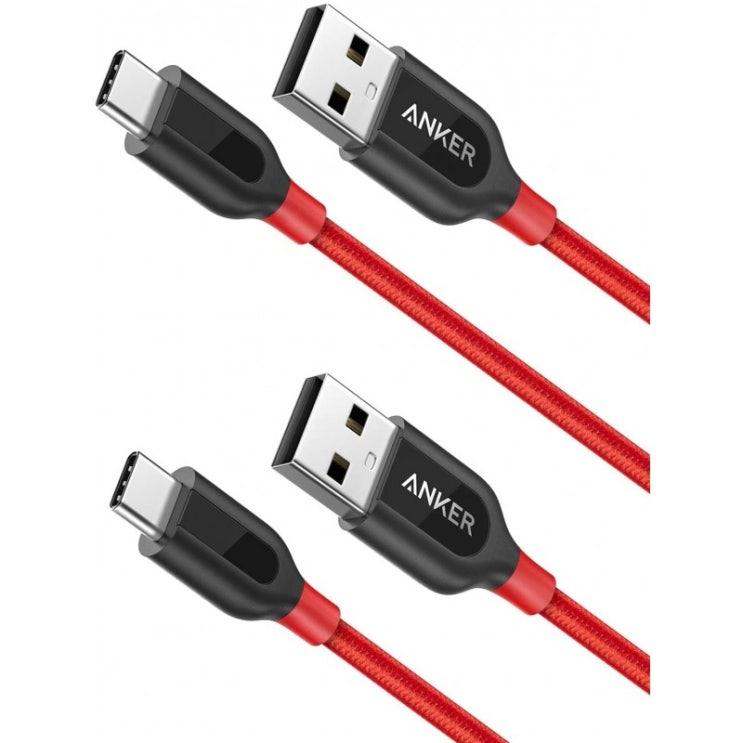 당신만 모르는 【2 개 세트】 Anker PowerLine + USB-C 및 USB-A 2.0 케이블 (0.9m x 2 레드) Galaxy S10 / S10 + / S9 ···