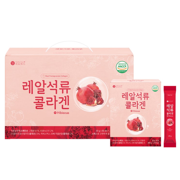 선호도 좋은 바로푸드 저분자 레알 석류콜라겐 젤리 스틱, 20g, 60개 ···