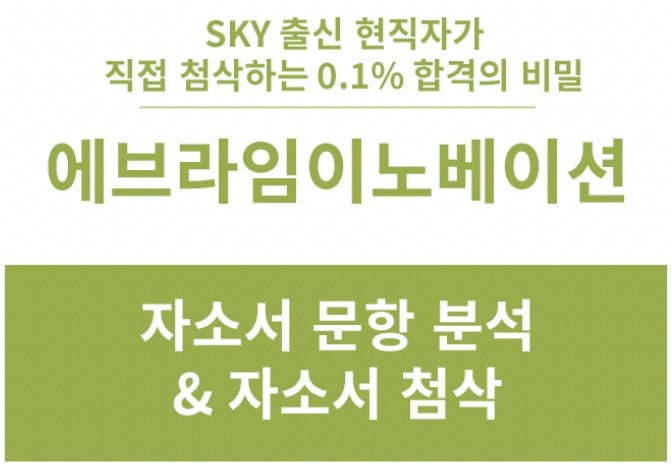 에브라임이노베이션 채용 자소서 첨삭, 자기소개서 항목 미션 연혁 인재상