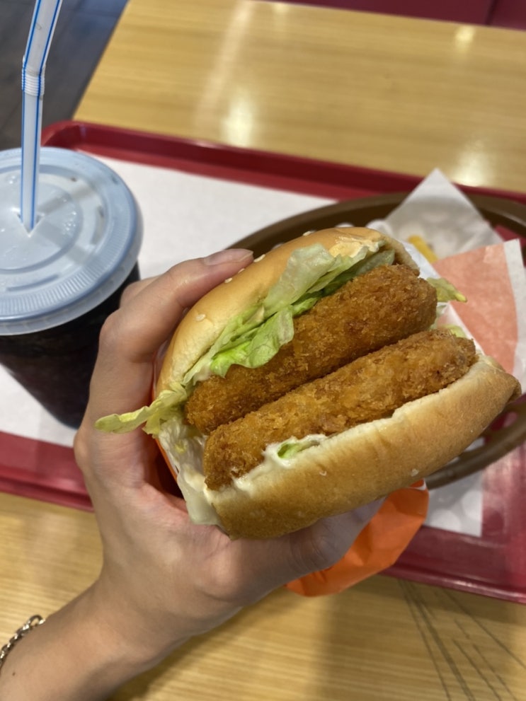  롯데리아 새우사각더블버거세트 가격&후기_부산물만골역점