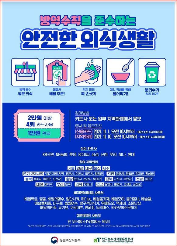 11월 1일부터 외식 및 농촌관광 ‘1만원 환급’ 등 할인지원 재개_농림축산식품부 11월 1일부터 외식 및 농촌관광 ‘1만원 환급’ 등 할인지원 재개_농림축산식품부