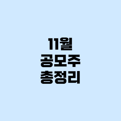  11월 공모주 IPO 총정리