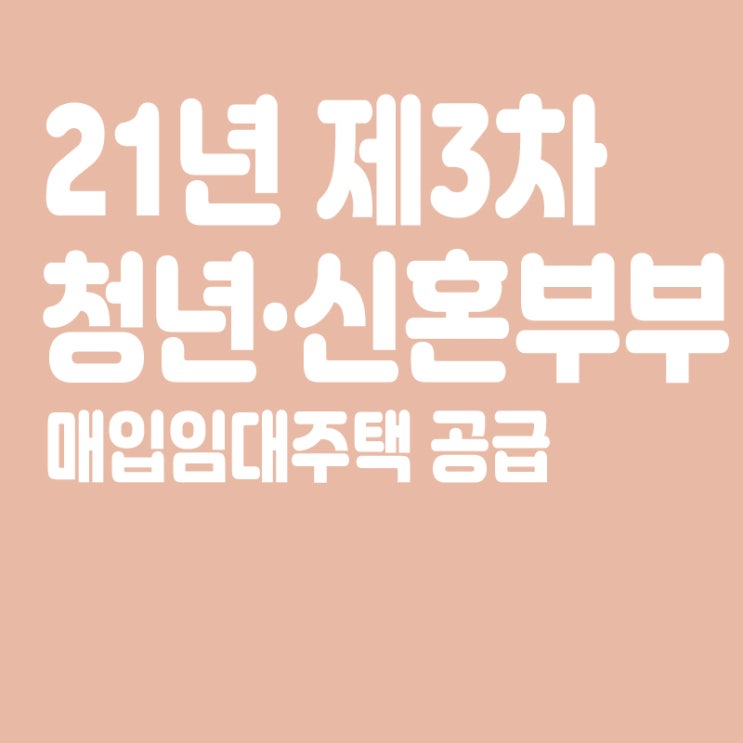  21년 제3차 청년ㆍ신혼부부 매입임대주택 공급 시작
