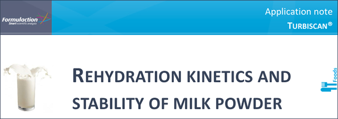 분산안정성 유화안정성 Application Monitoring of rehydration kinetics of milk powder2