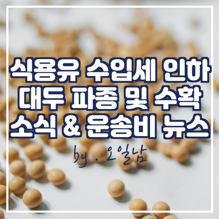 인도 식용유 수입세 인하, 브라질 대두 파종 대부분 완료, 금주 미국 대두 수확량 80%, 중국으로 가는 곡물 운송비 하락