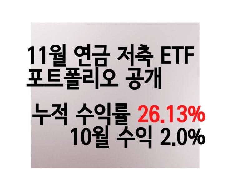  [+2.0% +41만 원] 개인 연금 저축 ETF 투자 전략 11월 비중