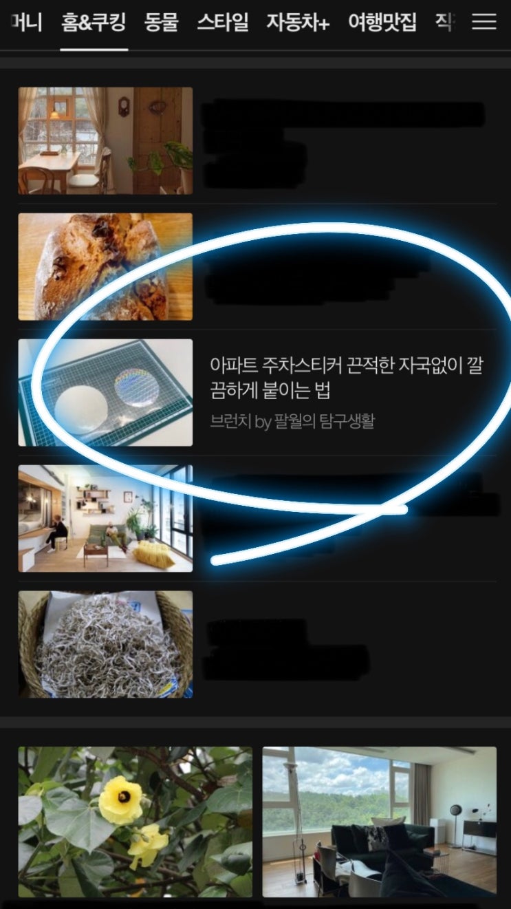  열네번째 다음 메인, '주차스티커 깔끔하게 붙이기'