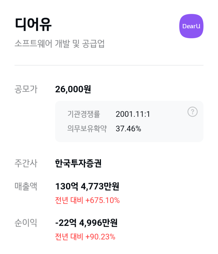  디어유 공모주 배정결과 1주!