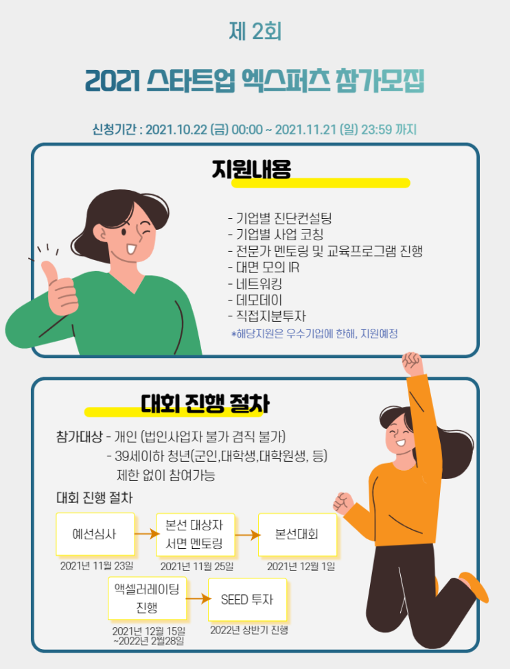  제 2회 2021 스타트업 엑스퍼츠 참가 모집                                                *2021.11.21(일) 23:59까지