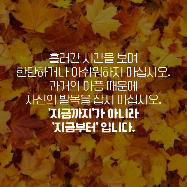  짧고 좋은 명언_ 지금까지가 아니라 지금부터