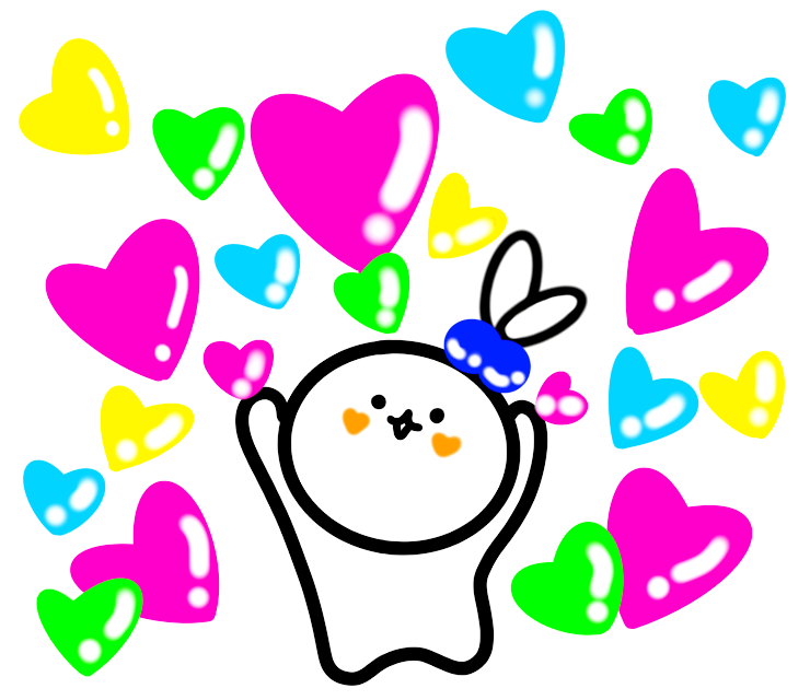네이버 OGQ마켓 스티커 행복한 토끼 마리 많이 응원해 주세요~~^^