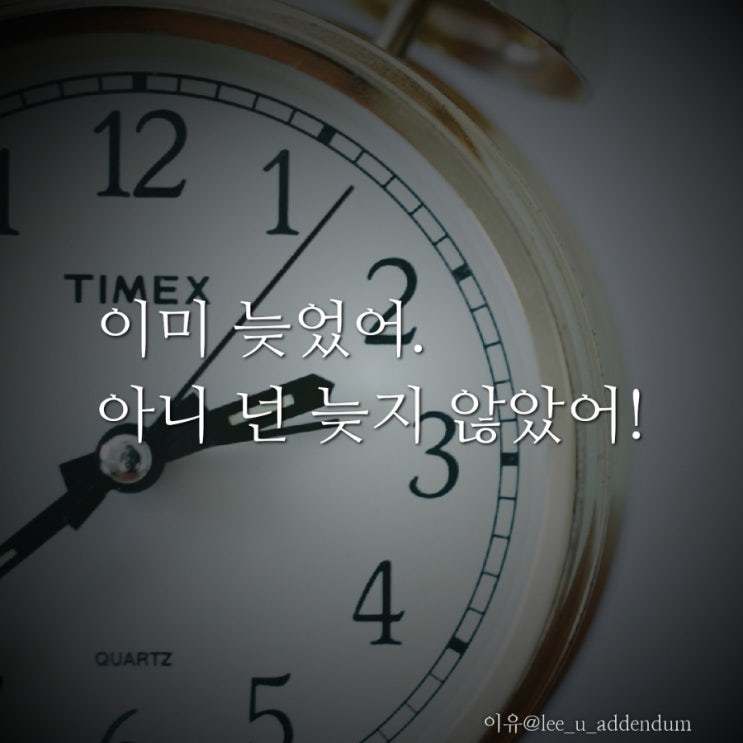  [에세이]이미 늦었어. 아니 넌 늦지 않았어!