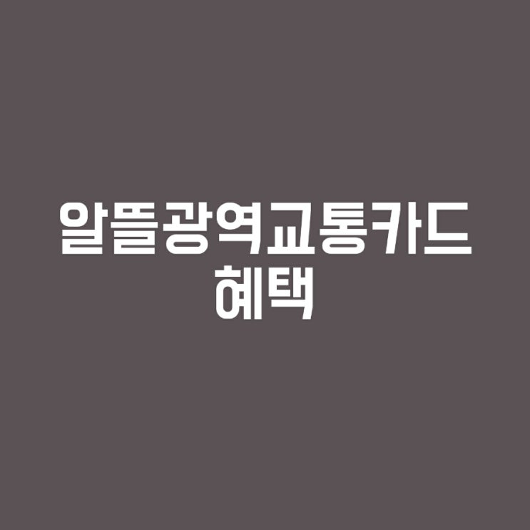 [알뜰광역교통카드] 뚜벅이들을 위한 교통비 할인받을 수 있는 카드!