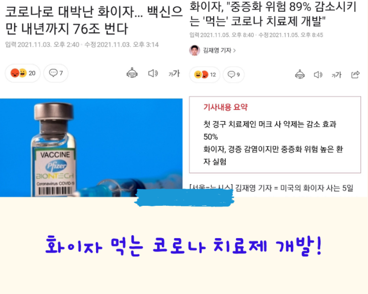  화이자 먹는 코로나 약 치료제 개발! -팍스로비드