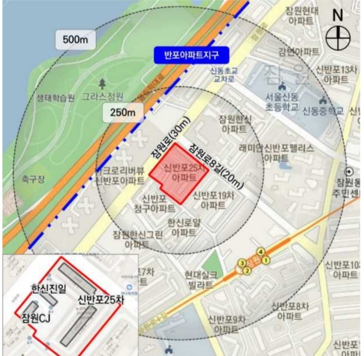 서울 서초구 잠원동 신반포25차아파트 재건축 정비계획 - 최고 35층, 용적률 300%이하, 312세대 공동주택, 공원조성