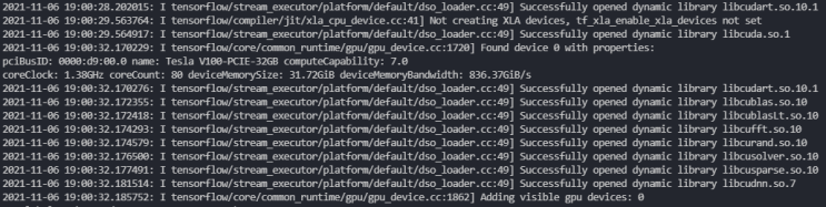  Tensorflow2 Succeefully 메세지 제거