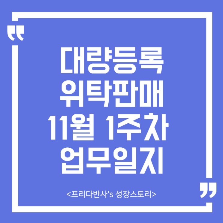  [1인셀러] 대량등록 위탁판매 11월 1주차 업무일지