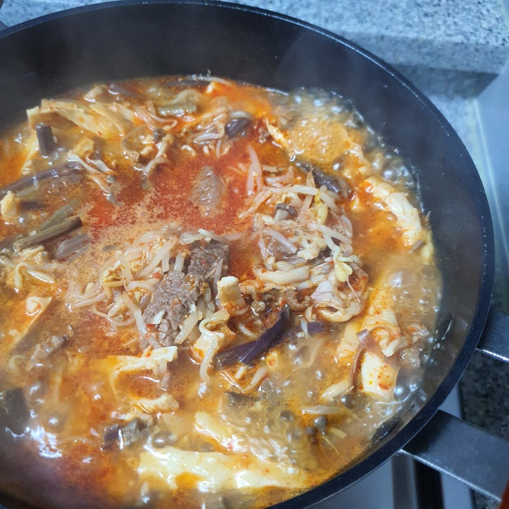  냉동실 재료로 간편하게 끓이는 소고기육개장