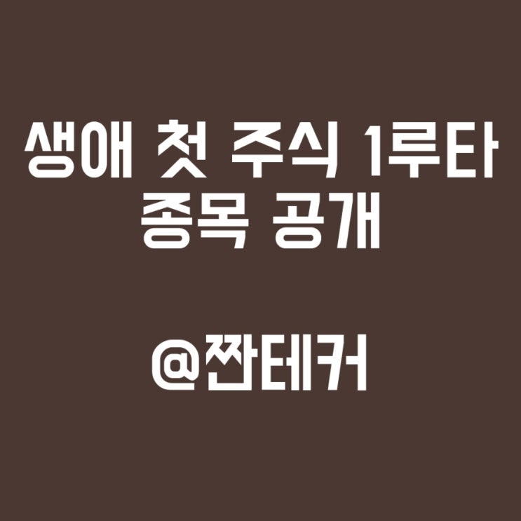  생애 첫 주식 1루타 종목 공개