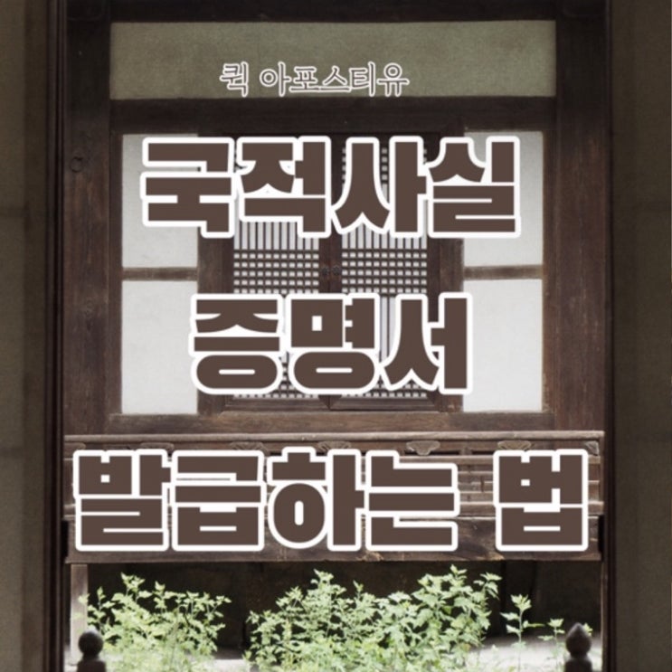  국적사실증명서 퀵아포스티유에서 준비하세요