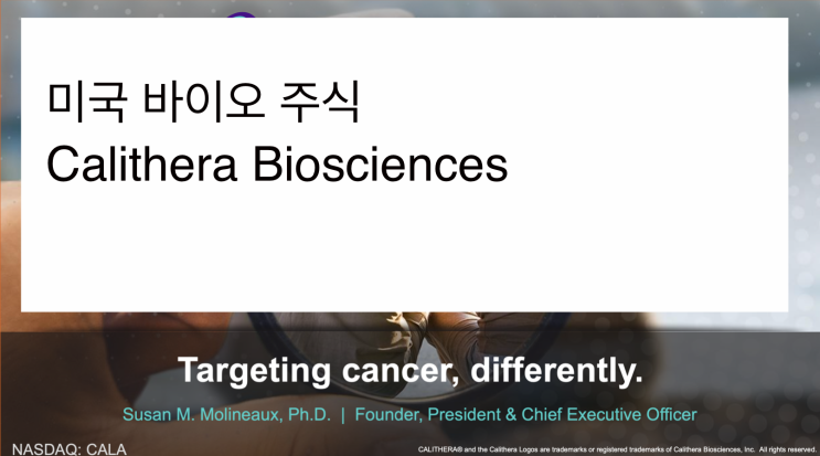 [미국주식] 2021.11.08   Calithera Biosciences (CALA)_1st visit, 비소세포폐암, NSCLC, KEAP1/NRF2 변이,  SYK