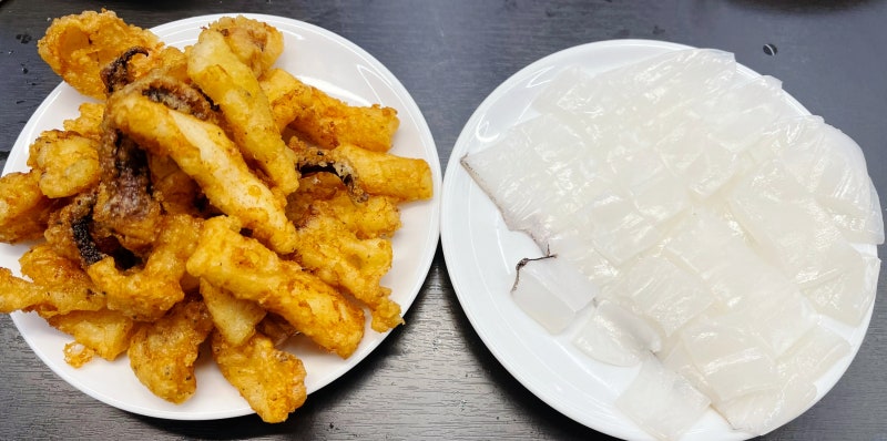 맛있는 무늬 오징어 튀김 레시피와 행복한 야식