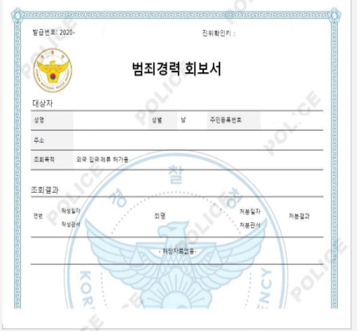  벌금형 전과 기록 조회(범죄 경력조회서, 증명서) 및 공무원 취업?