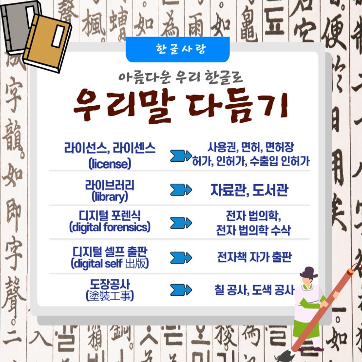  [11월 09일 한글사랑] 외래어, 외국어, 한자어를 쉬운 우리말로 다듬어서 사용해 보기-다듬은 말