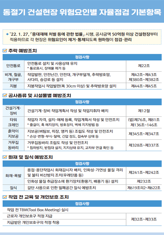 건설현장 동절기 고용노동부 감독 (일산노무사, 장항동노무사)