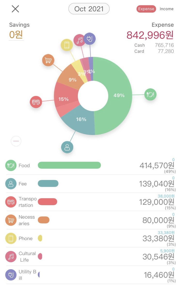  21년 10월 20대 직장인 현실 가계부