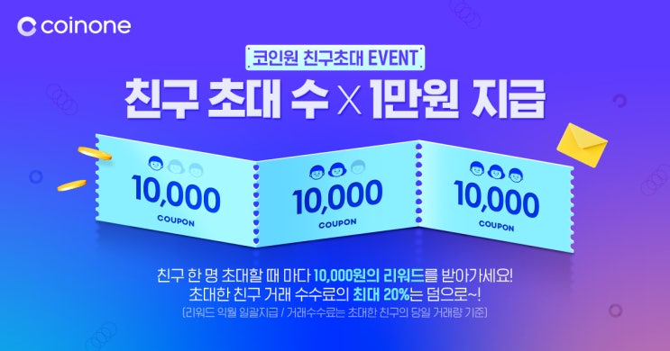  2021년 코인원 Coinone (상시 이벤트) 친구 초대 수 x 1만원 리워드 이벤트