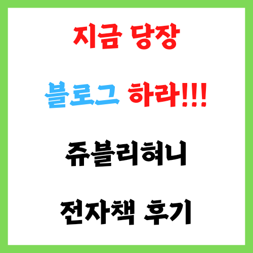 지금 당장 블로그 하라! 쥬블리혀니 전자책 후기