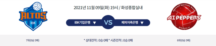 [V리그] 211109_IBK기업은행vs페퍼저축은행 프리뷰