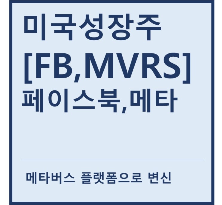 [미국성장주] "FB,MVRS" 페이스북, 메타 a.k.a SNS기반 메타버스 플랫폼 성장주
