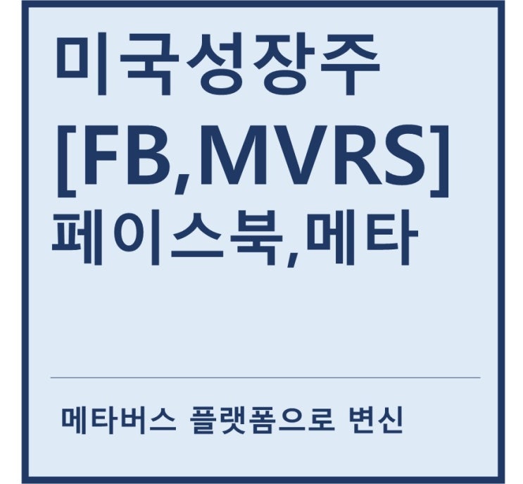  [미국성장주] "FB,MVRS" 페이스북, 메타 a.k.a SNS기반 메타버스 플랫폼 성장주