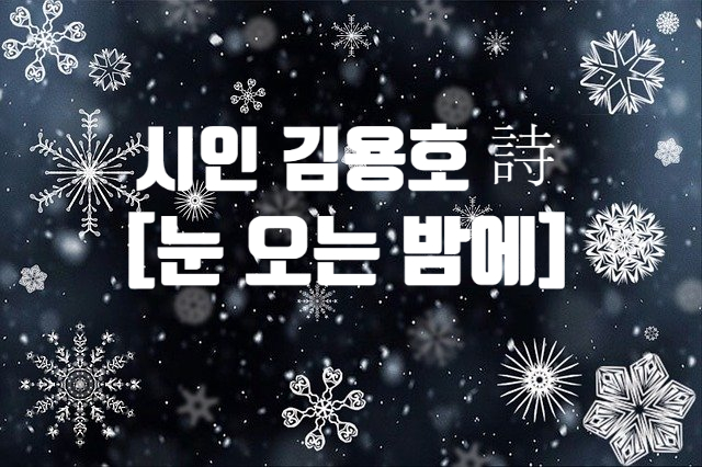 시인 김용호 詩 [눈 오는 밤에] 어느 집 질화로엔 밤알이 토실토실 익겠다. 겨울 시