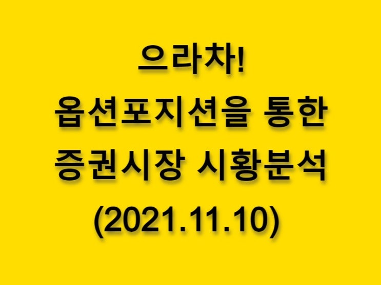  (2021.11.10)으라차! 옵션 포지션을 통한 증권시장 시황분석-코스피 시장