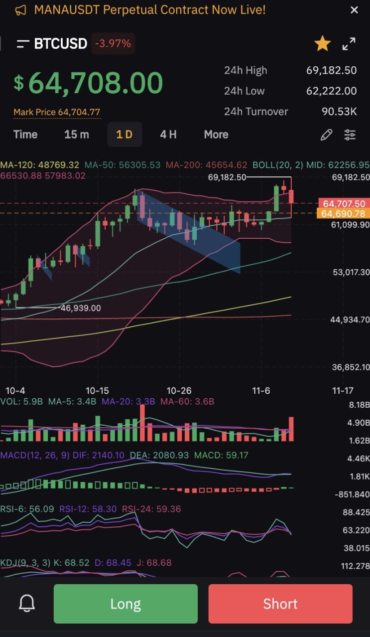  11월 11일 오전 비트코인시황