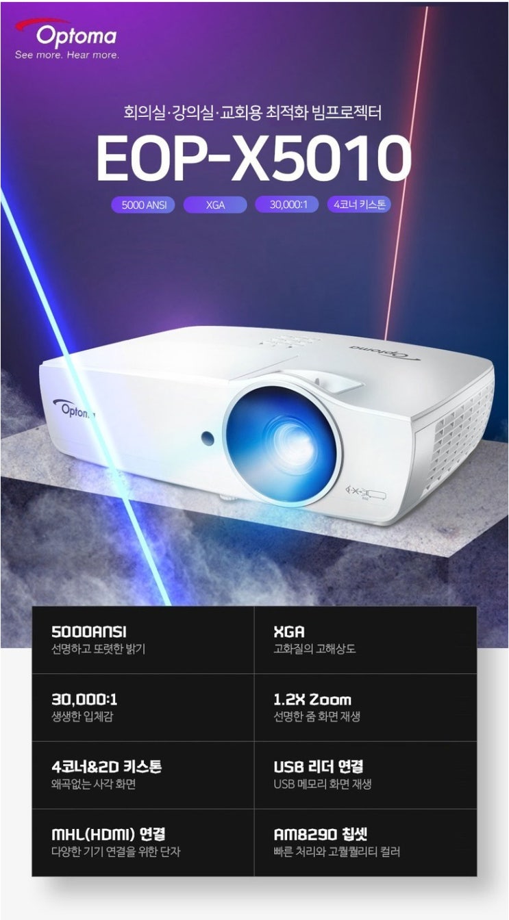  옵토마 EOP-X5010 빔프로젝터 판매 /투사거리표