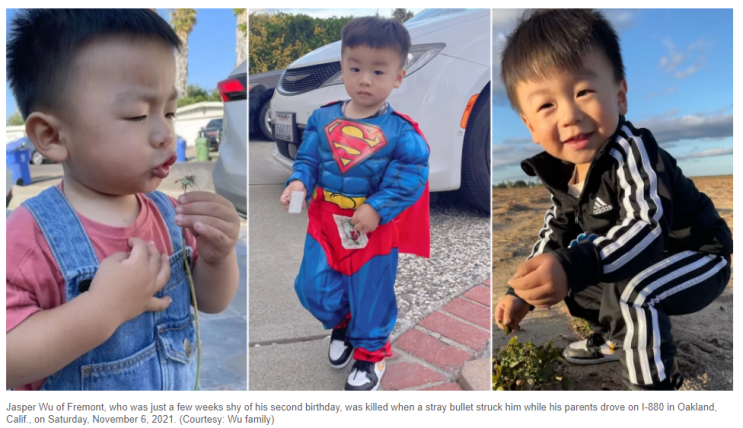 美 고속도로 총격전 … 2살 중국계 남자아이 사망 美 고속도로 총격전 … 2살 중국계 남자아이 사망