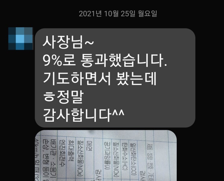  경유차매연/수입자동차/자동차마후라/매연부적합/골프 매연 22- 9% 합격