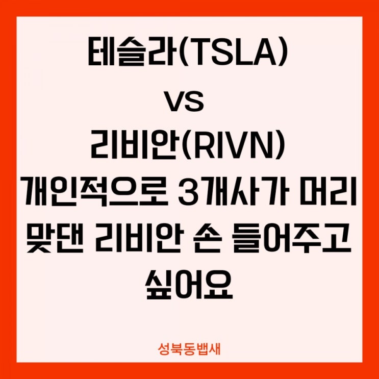  테슬라(TSLA)vs 리비안(RIVN) 개인적으로 3개사가 머리맞댄 리비안 손 들어주고 싶어요
