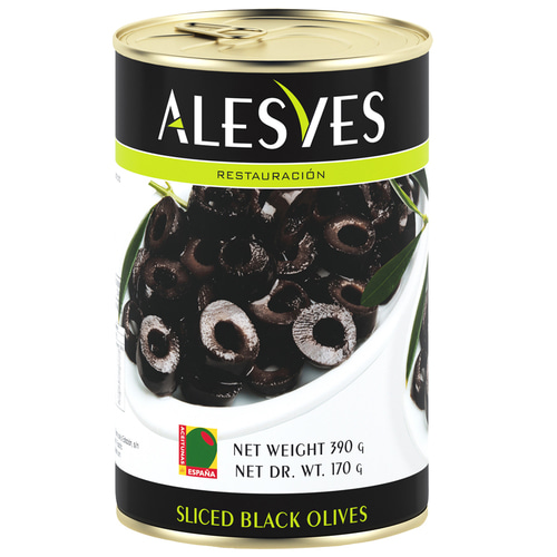 알레스베스 스페인산 블랙올리브 슬라이스 박스 (390g x 24개) 이탈리아 요리 건강