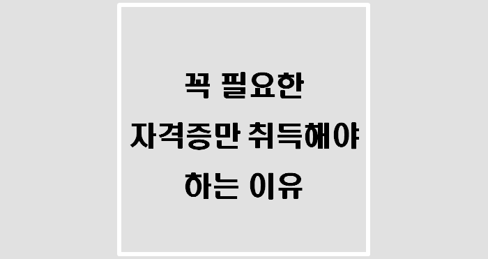  [자격증] 꼭 필요한 자격증만 취득해야 하는 이유