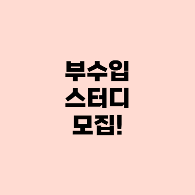  [마감] 부수입 스터디를 모집합니다!