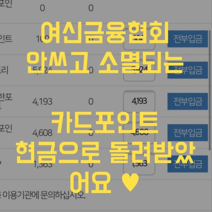  [여신금융협회] 안쓰고 소멸되는 카드포인트 현금으로 돌려받기