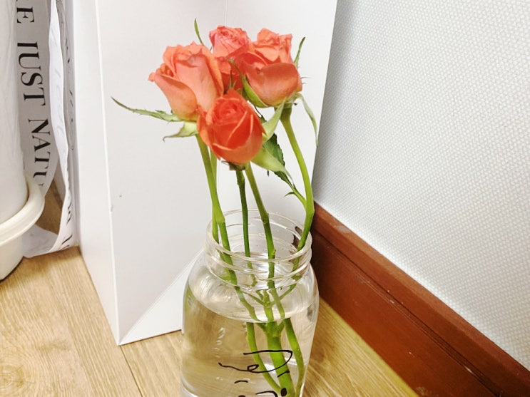  미니 주황색 장미 꽃말도 좋네