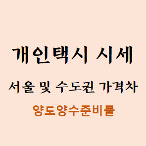  개인택시 시세 (서울 및 타지역 가격차이)